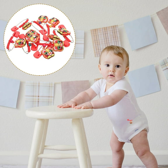 LOLIPPYY 10pcs Safety Diaper Pins with Embroidered Scented Pouches, Beaded Brooches, Clothing Accessories Set