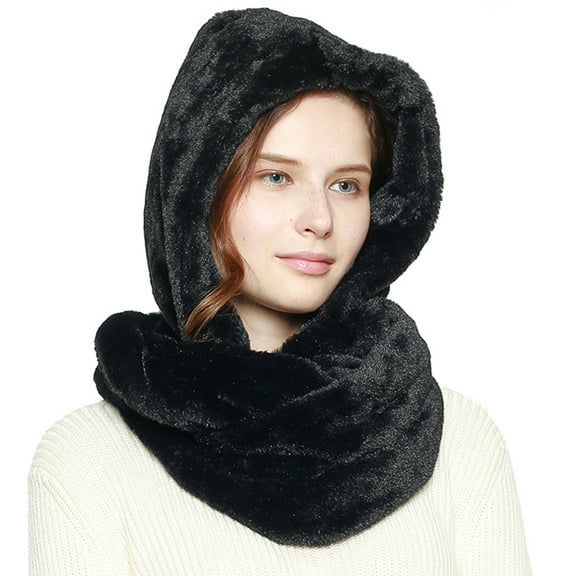 Unique Fashion 21 Women's Soft Faux Fur Infinity Hood Scarf Head Scarf Wrap Hoodie Hat Scarf