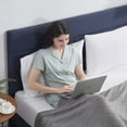 thumbnail image 3 of Lammaloe King Size Platform Bed Frame with Horizontal Channel Upholstered Headboard, Navy, King, 3 of 9