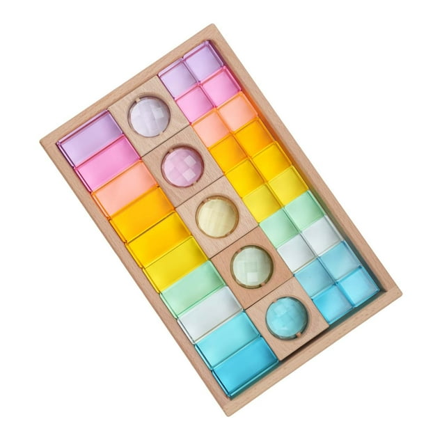 Juego de bloques de cubos, bloques de construcción, juguetes educativos de entrenamiento sensorial, cubos acrílicos suaves, juguete apilable, para