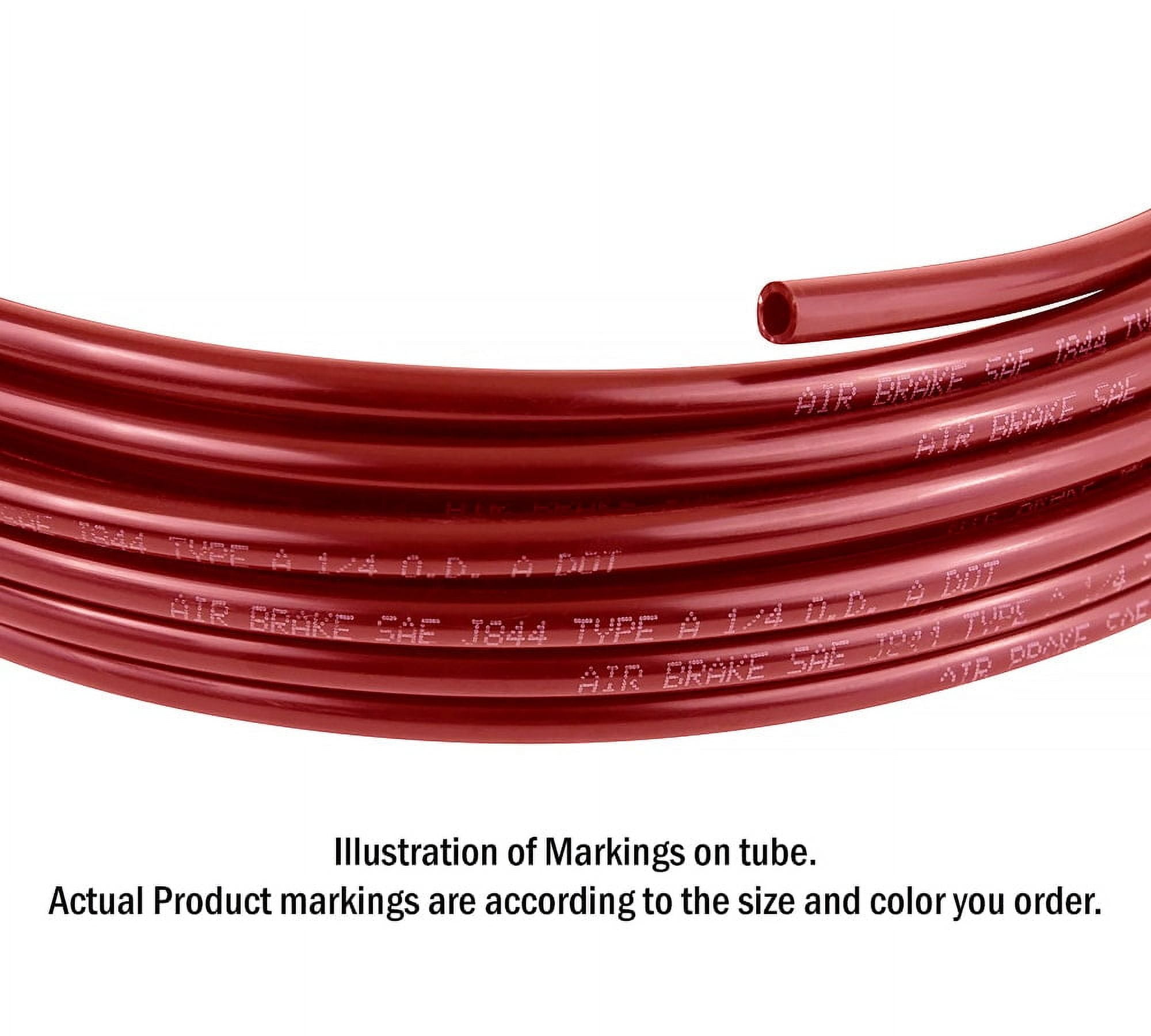3/8" OD x 50' Red SAE J844 Nylon Air Brake Tubing DOT Approved | Pneumatic Nylon Air Line Hose for Air Brake System