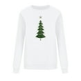 thumbnail image 6 of Women Christmas Tree Printed Tshirts Cropped Sweatshirts White Pullover Sweaters Zip Up Sweatshirt Lightweight Long Sleeve Tops Loose Fit, 6 of 6