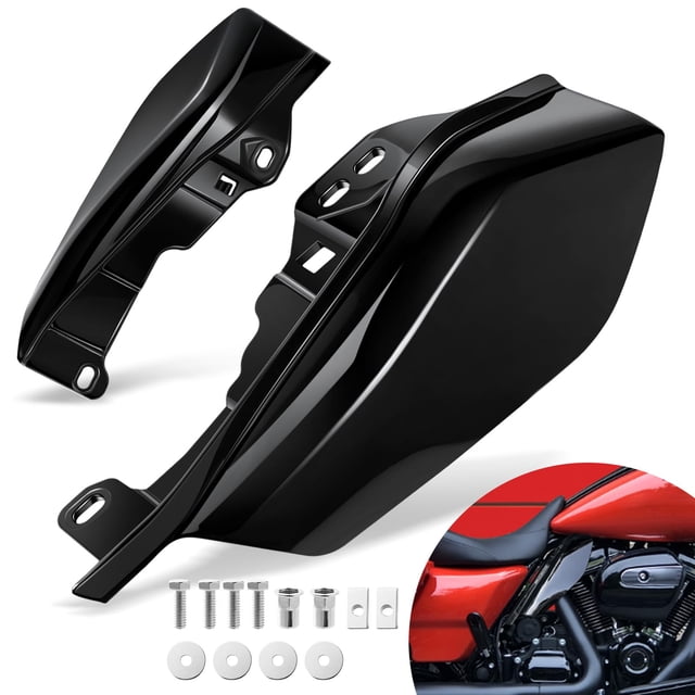 Benlari Deflectores de aire de marco medio negro brillante Deflector de escudos térmicos 2009-2024 Compatible para Harley Davidson Touring Street Glide Road Glide Electra Glide Road King Ultra Limited