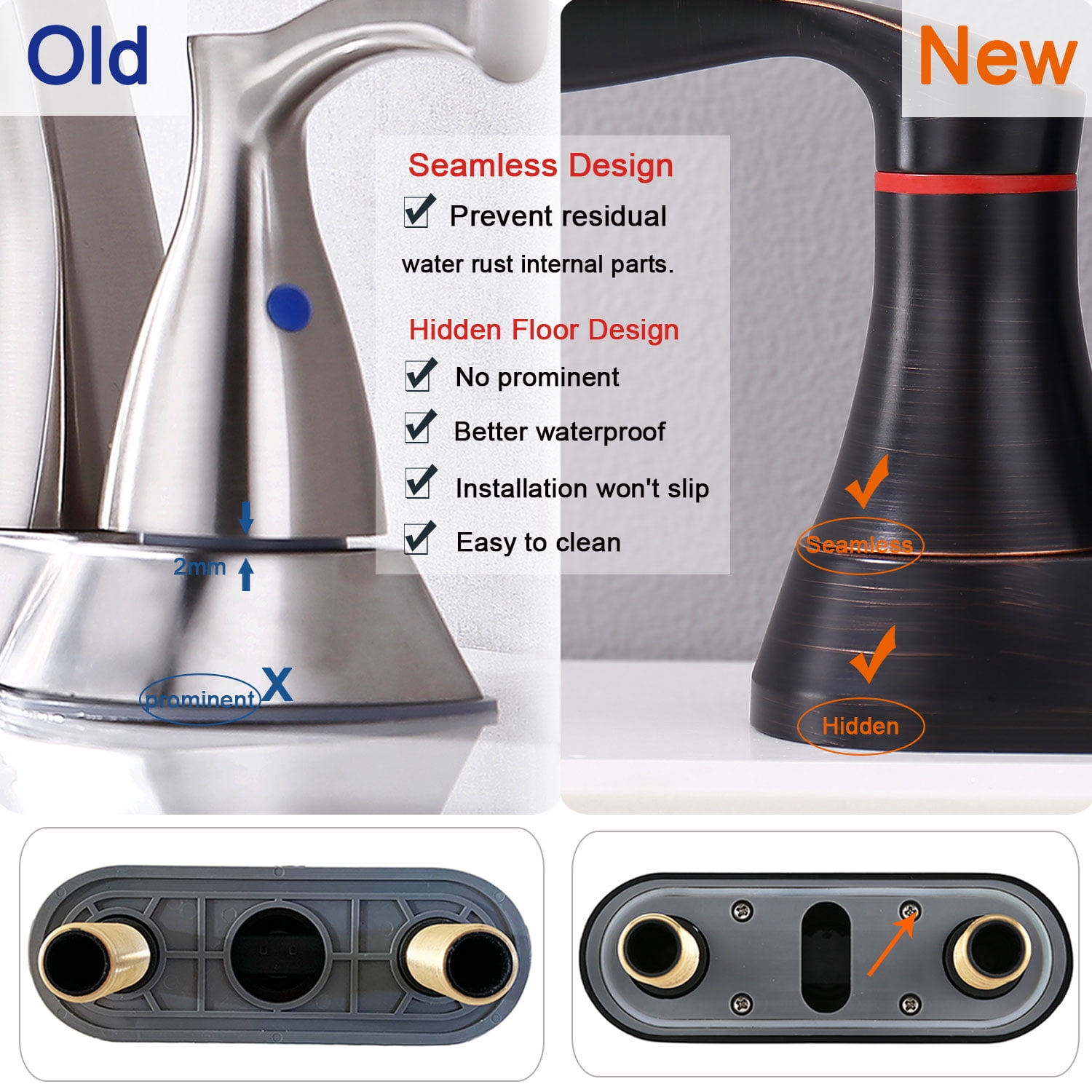2-Handle 4-Inch Oil Rubbed Bronze Bathroom Faucet, Bathroom Vanity Sink Faucets with Pop-up Drain and Supply Hoses [Unable ship on weekends,+usps/fedex]