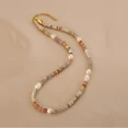 thumbnail image 1 of Minar Collier Rétro Coloré en Pierre Naturelle Cristal Perle d'Eau Douce à Brins Perlé pour Femmes Plaqué Or 14K Véritable Ras-de-Cou en Cuivre, 1 of 5