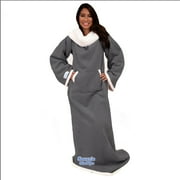 Snuggie Wearable Blanket With Sleeves & Pockets, Sherpa, One Size, Charcoal, 71 x 54