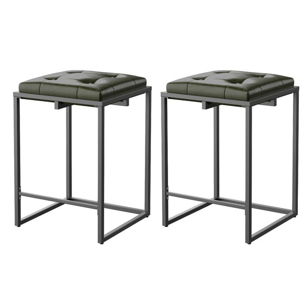 Cozy Castle Barstool Set of 2, Square Tufted Counter Stool, 24 Inch