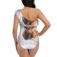thumbnail image 5 of Gaeub Cow Women's One Shoulder Ruffle Tummy Control Swimwear for Swimming Surfing Beach Party - XX-Large, 5 of 8
