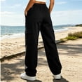 thumbnail image 6 of HAJWOH Cargo Sweatpants for Women Elastic Waist Utility Jogger Pants Outdoor Casual Sweatpant with Pockets Fall Clothes(Black,L), 6 of 6