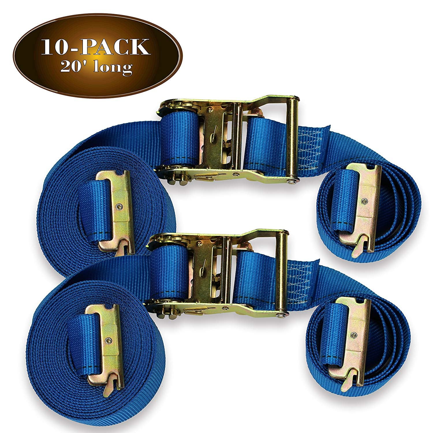 2" x 20 Ft Heavy Duty Ratchet Strap,Spring End Fitting,Blue NK-RCE2X20 