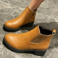 thumbnail image 6 of OAVQHLG3B Women's Round Toe Zipper Comfy Casual Shoes Solid Comfortable Middle Heeled Short Boots Shoes, 6 of 7