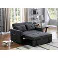 thumbnail image 2 of 56" Linen Sleeper Loveseat with Side Pocket / Convert for Sleep, Keep Essentials Handy, 2 of 6