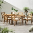 thumbnail image 2 of Noble House Llano 7 Piece Wooden Patio Dining Set in Teak and Cream, 2 of 7