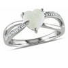 7/8 Carat T.G.W. Opal and Diamond-Accent Sterling Silver Heart Ring