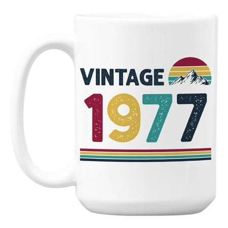 

Vintage 1977 feat Retro Sunset with Mountain Birth Year Coffee & Tea Mug (15oz)
