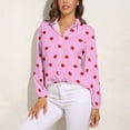 thumbnail image 3 of Red Strawberry Love Pattern Polka Dots Long Sleeve Blouse Woman Streetwear Casual Shirts Summer Oversize Woman Streetwear Clothing Birthday Present, 3 of 7