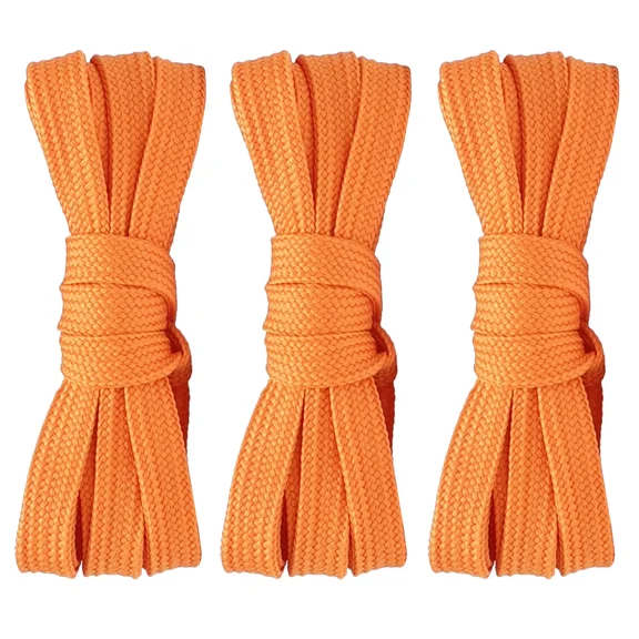 3pair Double Layers Flat Boot Shoelaces Strings Orange for Sneakers Adults Kids