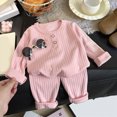 thumbnail image 2 of NOLDARES Toddler Baby Boy Clothes Solid Color Sweatshirt + Sweatpants Outfits Set 2Pcs Fall Winter Clothes Size:2-3 Y,Pink, 2 of 5