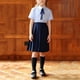thumbnail image 4 of Odeerbi Niñas 3 Piezas Preppy Vestido de Manga Corta Camisa de Vestido A Rayas y Falda Plisada Conjunto de Uniforme Escolar Con Corbata, 4 of 7