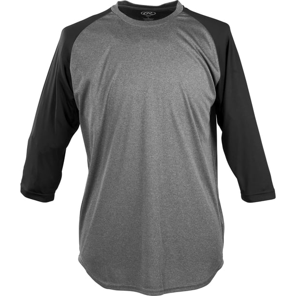 Camisa Rawlings de manga 3/4 para hombre, color grafito y negro, talla S