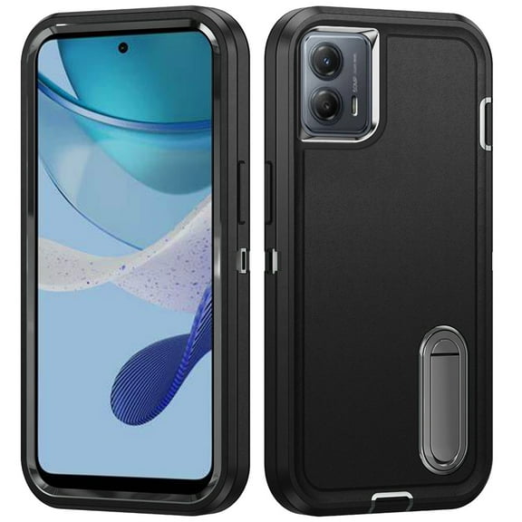 For Motorola Moto G Stylus 5G 2023 (6.6") Hybrid 3 Layers 3in1 PC Shockproof with Kickstand Heavy Duty TPU Rubber Cover ,Xpm Phone Case [ Black ]