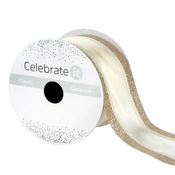 12 Pack: 2.5" x 3yd. Satin Glitter Wired Ribbon by Celebrate It Classic