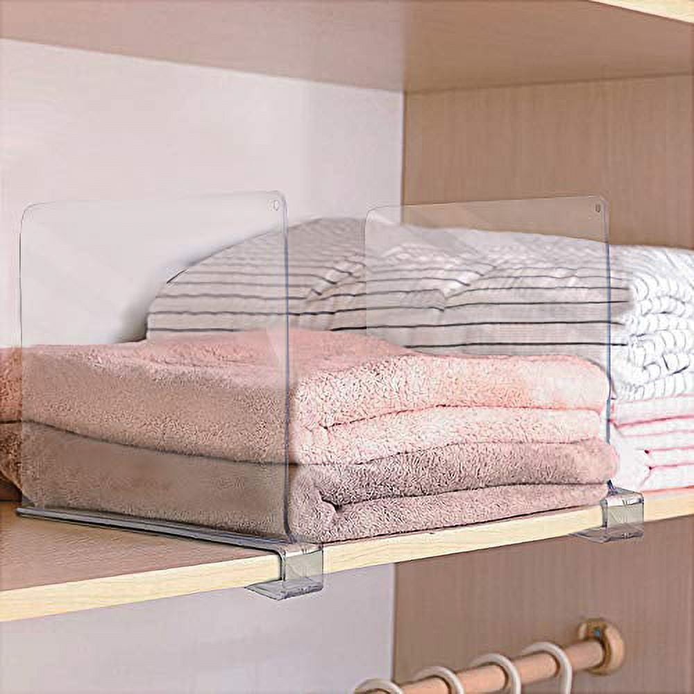 Sorbus Clear Acrylic Shelf Dividers for Closets and Cabinets, Clothes & Linen Organizer, 4-Pack