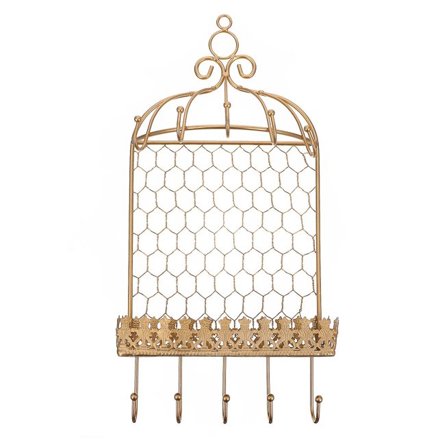 1 estante de almacenamiento de joyería con diseño de jaula de pájaros, estante creativo de pared de hierro para joyería kaili Sencillez