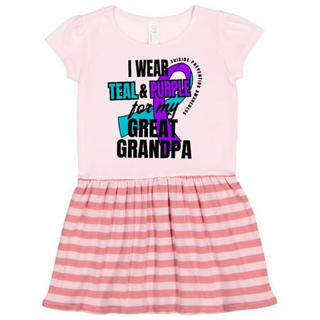 

Inktastic Suicide Prevention I Wear Teal and Purple For My Great Grandpa Gift Toddler Girl Dress
