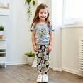 thumbnail image 2 of Girls Floral Lounge Set Size 6 Two Piece Cotton Fall Outfits Cute Short Sleeve Tees Leggings Summer Cute Clothes 6 Years, Gray, 2 of 6