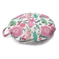 thumbnail image 1 of Floral Round Floor Cushion with Handle, Continuous Romantic Peony Mayweed Twigs Blossoming Garden Art Print, Decorative Pillow for Living Room & Dorms, 18" Round, Pink and Jade Green, by Ambesonne, 1 of 4