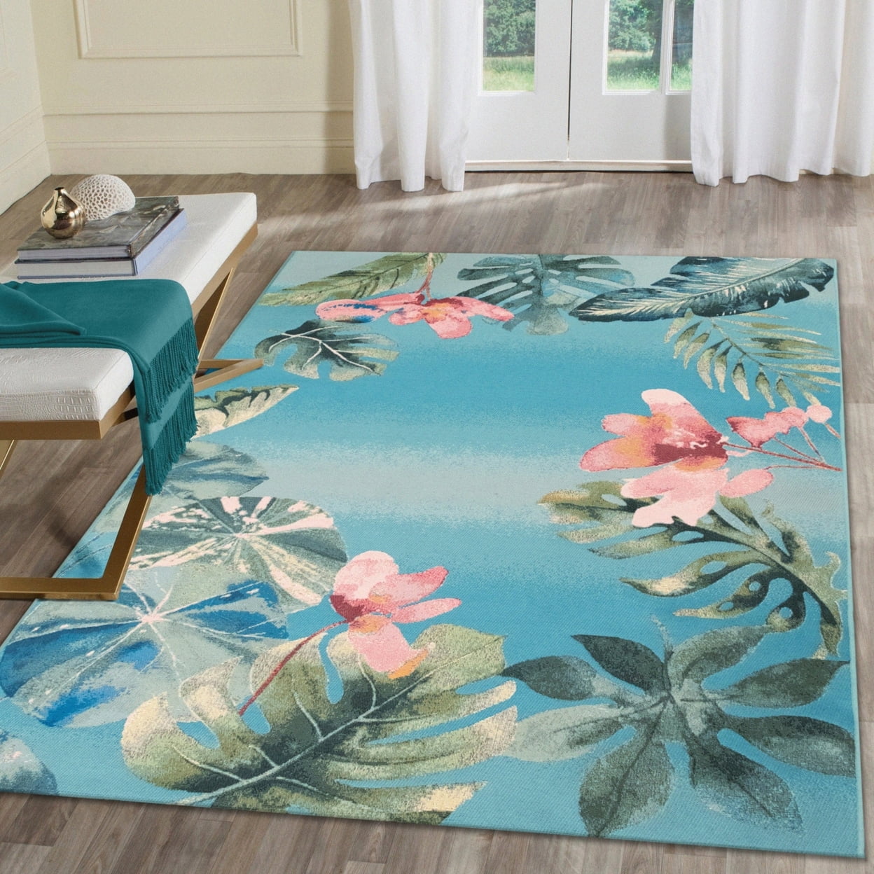 Liora Manne Marina Tropical Border Indoor Outdoor Area Rug Caribbean ...