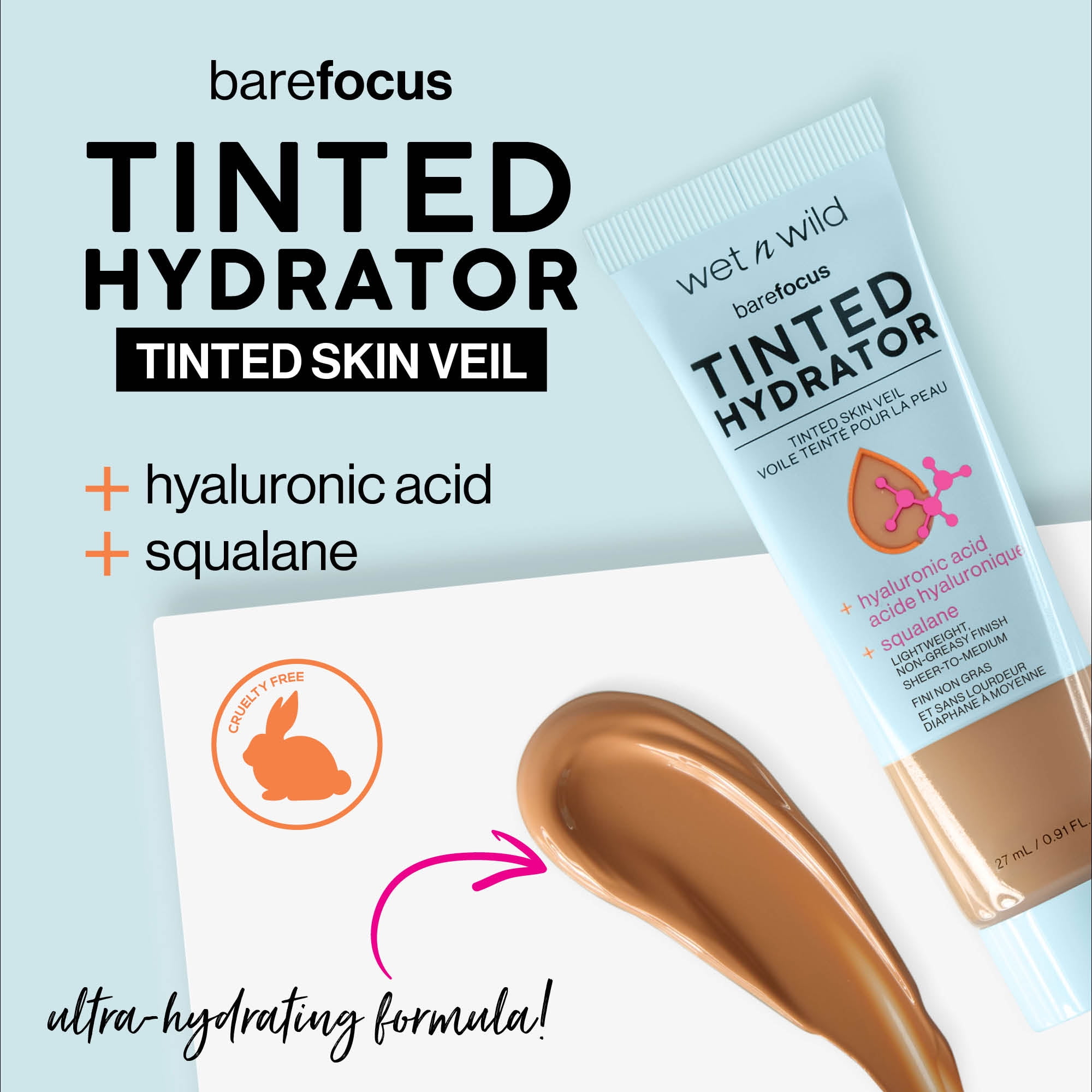 (2 pack) Wet n Wild Bare Focus Tinted Hydrator, Tinted Moisturizer, Dewy, Deep, 0.91 fl oz