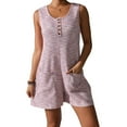 thumbnail image 5 of QATAINLAV Womens Short Jumpsuits with Pockets Casual Waffle Knit Button Front Rompers Solid Color Summer Sleeveless Onesies Shorts Loungewear Pink L Gifts for Mom, 5 of 6