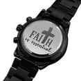 thumbnail image 2 of Faith Is Essential Cross Engraved Bible Verse Men's Watch Multifunction Stainless Steel W Copper Dial, 2 of 20
