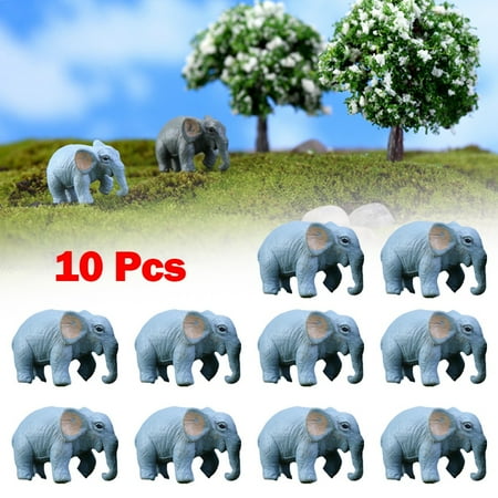

Fule 10pcs Model Train Animals Model Elephant Miniature Zoo Landscape Layout Ornament (Light Colour)