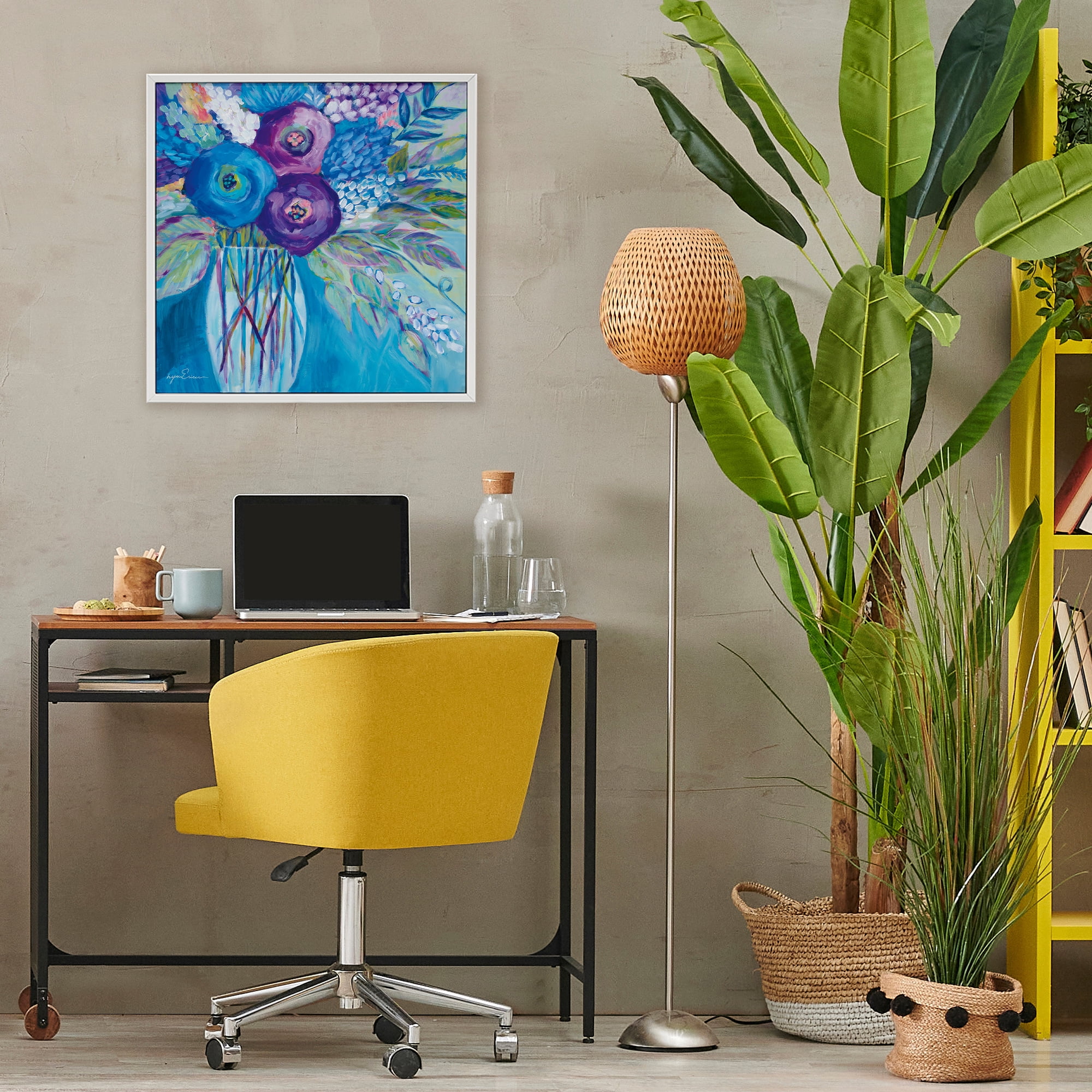 Stupell Industries True Blue Flower Bouquet White Framed Giclee Art, design by Lynn Ericson Fine Art