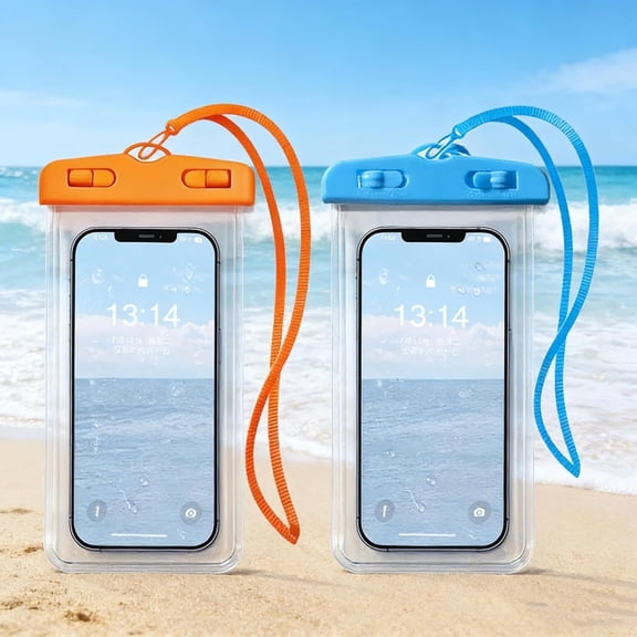 HBMYN 2 Pack Waterproof Phone Pouch Waterproof Phone Case Cellphone Dry Bag Ipx8 Waterd for Beach Swimming Travel Vacation Compatible with Most Smartphonesrproof Bag(Blue & Orange)