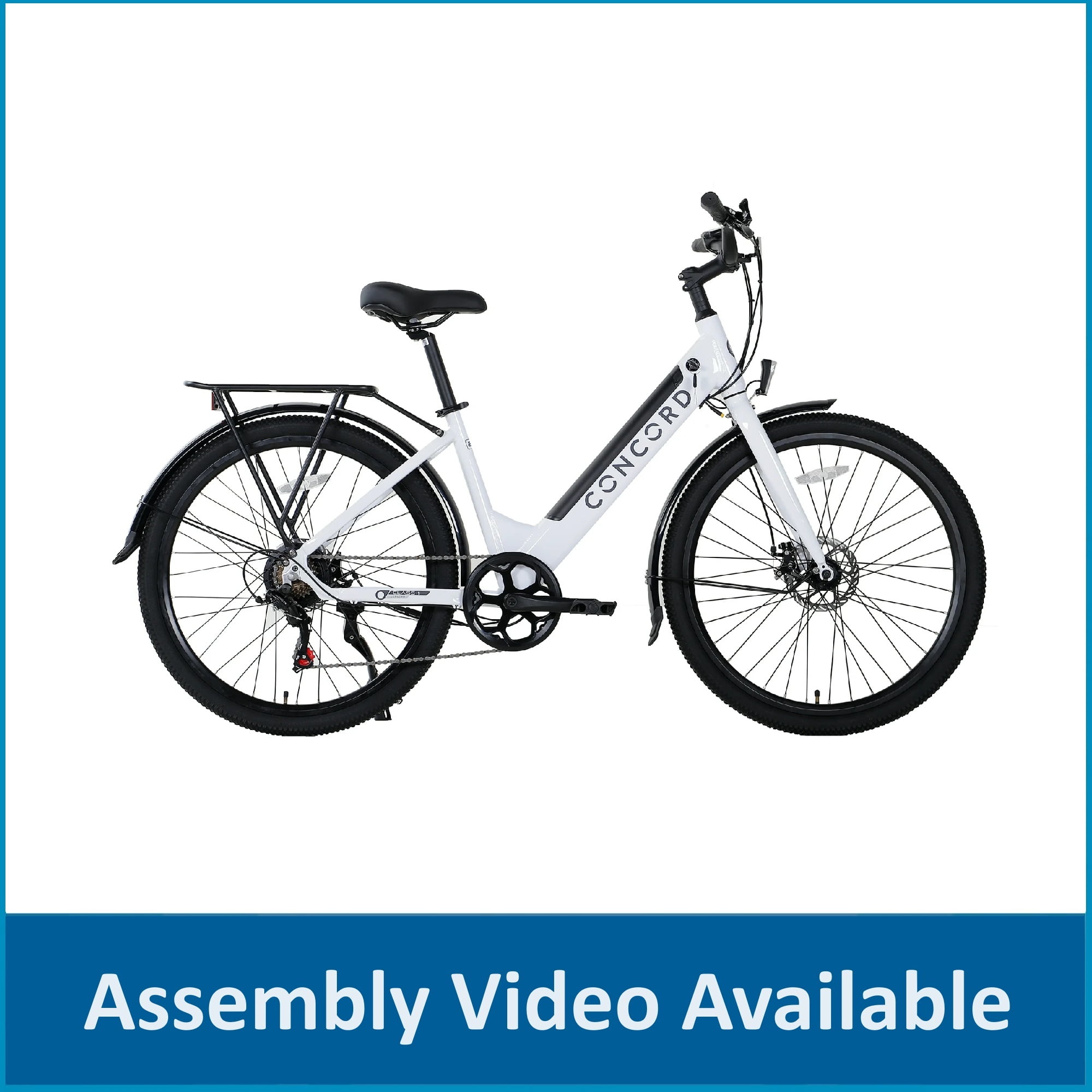 Concord Step Thru Electric Commuter Bike 27.5 Wheels 36V White Fits Riders 5 1 6 1