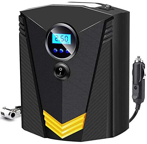 Digital Tire Inflator 150 PSI DC 12V Low Noise Tire Air Compressor Portable with Larger Air Flow 35L/Min Overheat Protection LED Light Foxnovo Air Compressor Pump Extra Nozzle Adaptors and Fuse 