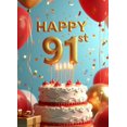 thumbnail image 4 of LUUFILx Happy 91st Birthday Banner Celebration Backdrop Cake Table Decoration Photography Props Backdrop Party Supplies Balloons Background Event, 4 of 8