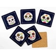 thumbnail image 2 of Inkdotpot Set of 6 Drink Coasters Easy Clean 4-inch SquareCoastersCork Base,Reusable,Skull, 2 of 8