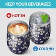 thumbnail image 4 of 12oz Stemless Wine Tumblers Navy Daisy Flower Pattern Vacuum Insulated Stainless Steel Travel Tumbler Cups Mug with Lid and Straw for Champaign,Cocktail,Beer with Cleaning Brush, 4 of 5