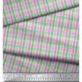 thumbnail image 3 of Soimoi Green Japan Crepe Satin Fabric Window Pane Check Print Fabric by Yard 42 Inch Wide, 3 of 3