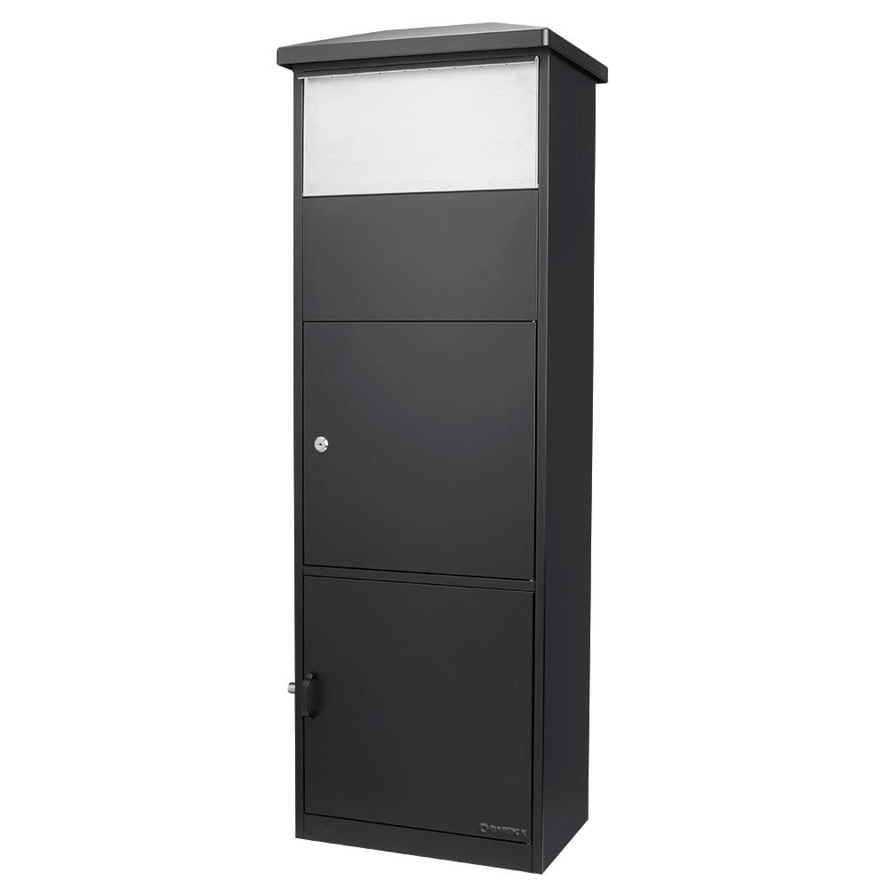 Black Barska Steel Freestanding Floor Lockable Large Drop Slot Mail Box Safe with Parcel Compartment, 