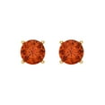 thumbnail image 3 of 1 Ct Round Cut Studs Red Crystal 14K Yellow Solid Gold Everyday Dainty Earrings Screw Back, 3 of 7
