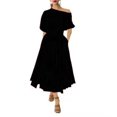 thumbnail image 1 of Vestido Con Cinturón, Una Línea De Color Puro Mujer Un Vestido De Hombro Manga Corta Para Mujeres Para Fiestas, 1 of 7