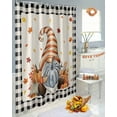 thumbnail image 6 of Fall Gnome Shower Curtains for Bathroom, Pumpkin Fallen Leaves Vintage Black White Plaid Waterproof Fabric Shower Curtain for Bathroom Bathtub Decoration, Machine Washable, 54x"78", 6 of 9