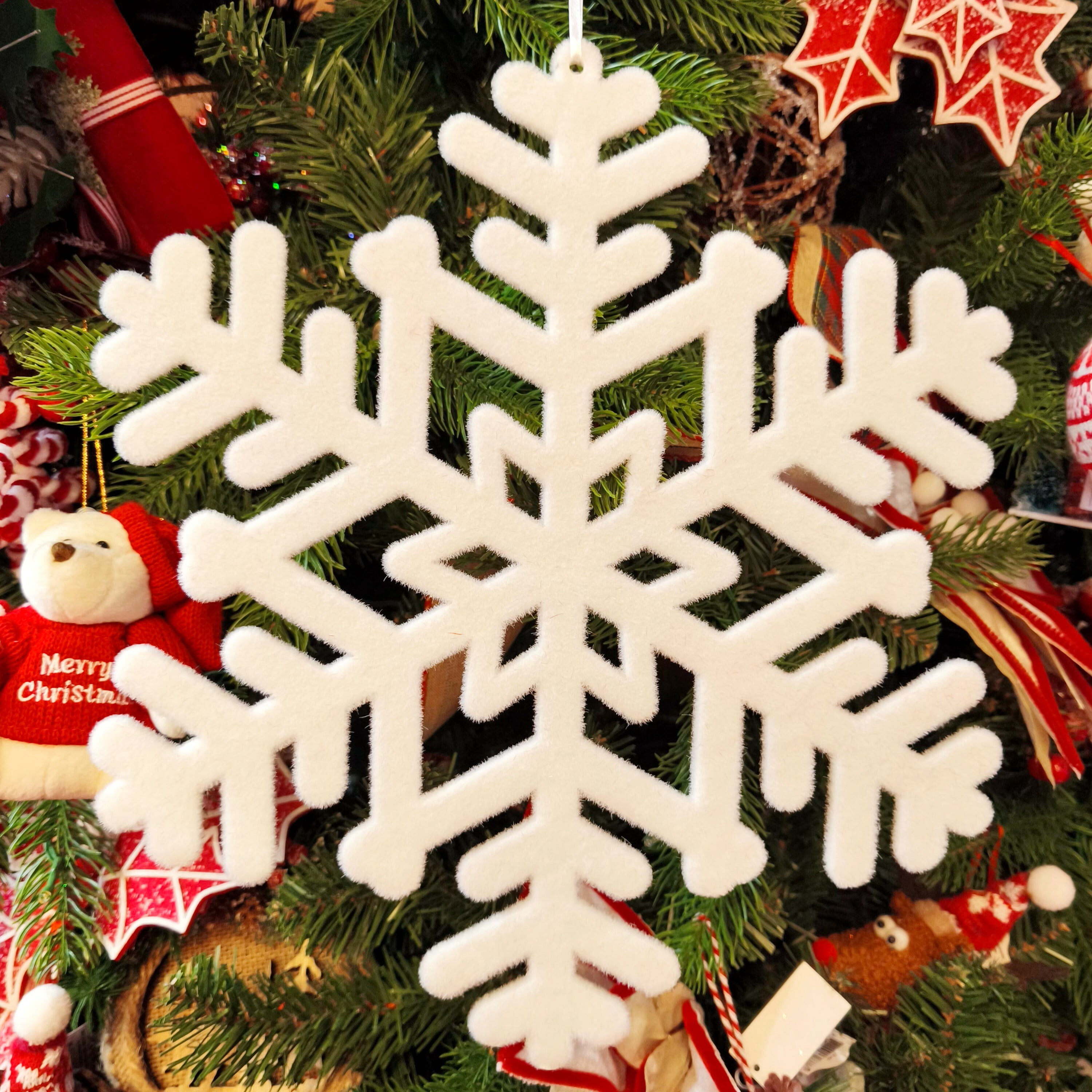 Jumbo White Flocked Snowflake Christmas Ornament, 14 in, by Holiday Time