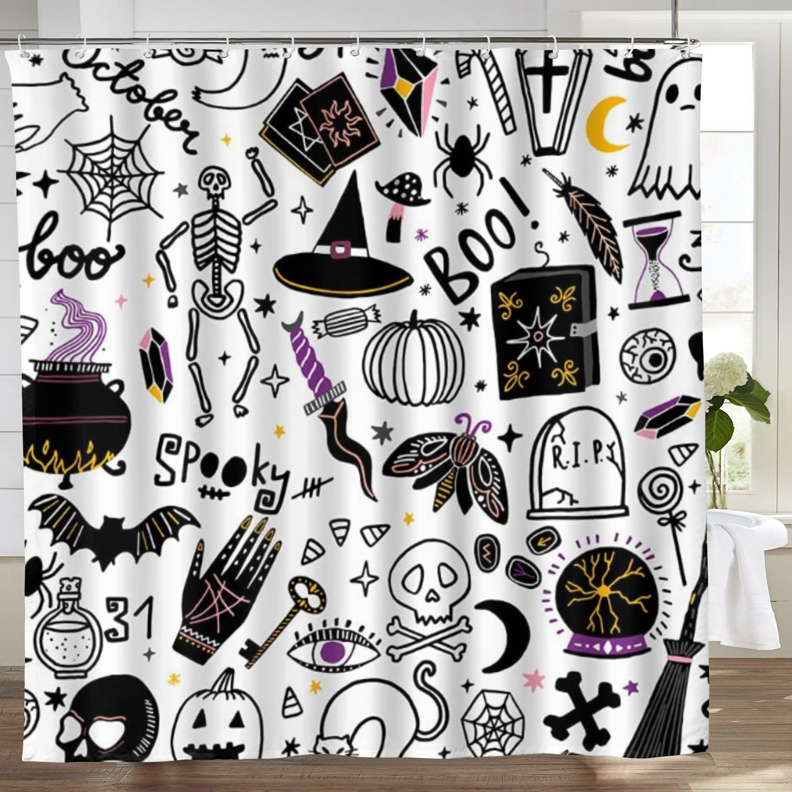 Witch Shower Curtain, Witchy Shower Curtain, Witchy Decor